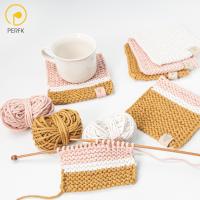 ชุดที่รองแก้ว Perfk Macrame ถาดรองแผ่นรองแก้วแบบ DIY สำหรับสำนักงานบ้านบ้านไร่