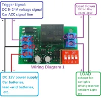 บอร์ดทริกเกอร์ไฟฟ้ากระแสตรง DC 12V โมดูลรีเลย์สวิตช์ตั้งเวลา20A สำหรับเครื่องเสียงกล้องติดรถยนต์