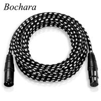 【CPH Digital store】Bochara ผ้าถักสายเคเบิล XLR ชาย-หญิงแจ็ค3pin หลายปลั๊ก OFC ป้องกันสำหรับมิกเซอร์ไมโครโฟน1ม. 2ม. 3ม. 5ม. 10ม. 15ม. 20ม.