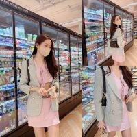 SLYQ BOURTON PASTEL TWEED BLAZER เสื้อคลุมทรงสูทแบบ Casual แขนยาว 5 ส่วน ผ้าทวีด