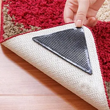 32 Pieces Rug Grippers Anti Slip Rug Non-slip Corner Carpet Gripper  Washable Rusable Rugs Tape Anti Slip Carpet Stickers For Area Rugs (black