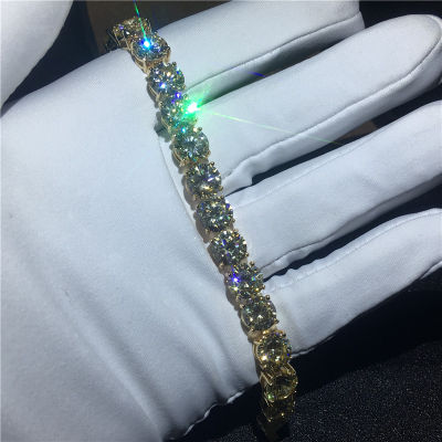 Vecalon Fashion Tennis Bracelet Round 8mm AAAAA Zircon Sona Cz White gold filled Engagement wedding Bracelets for women Jewelry