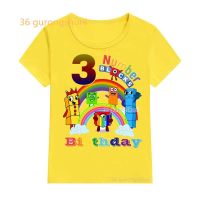 Kids T Shirt For boys Number blocks T Shirts Numberblocks Yellow T-shirts Children Summer Short Sleeve baby Tops 1 2 3 4 5 6 7 8 9 olds Birthday Boy Clothes