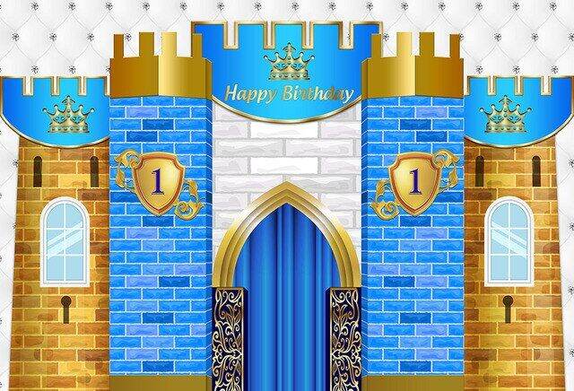 worth-buy-royal-prince-blue-castle-1st-วันเกิดพื้นหลังการถ่ายภาพเด็กผู้ชายคนแรกอาบน้ำเด็กวันเกิดปาร์ตี้ฉากหลังธงราวประดับตกแต่ง