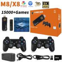 M8 Joypad สำหรับจอสัมผัส X8 8K 15000 + เครื่องคอนโซลวิดีโอเกมย้อนยุคเกมอาเขตสำหรับ PS1 /Fc/gba อุปกรณ์ควบคุมสัญญาณไวร์เลสกล่องทีวีขนาดเล็ก HD สำหรับ