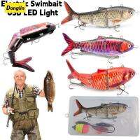 Donglin ว่ายน้ำอัตโนมัติหุ่นยนต์ตกปลา Lure Multi Jointed เหยื่อ Auto Swimbait USB LED Light Wobbler สำหรับ Pike Crankbait Pesca