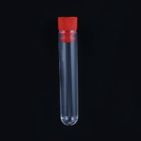 【CW】❀  Hard Plastic Test Tube with Plug Cap 12x60mm Transparent Round Bottom Vial Laboratory Experiment Supplies 5 Pcs