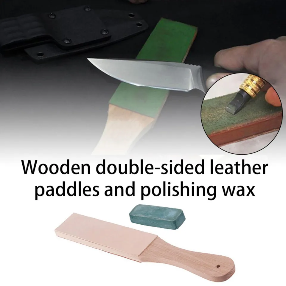 PU Leather Strop Kit with Handle Knife Strop PU Leather Stropping Kit Knife  Sharpener for Woodcarving Honing Woodworking