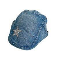 แฟชั่น rhinestone Star รูปแบบ Beret หมวกผู้ชายผู้หญิง R Casual จิตรกรหมวกฤดูใบไม้ผลิกลางแจ้ง sunproof หมวก Photo props