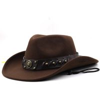 Designer Brand Western Cowboy Hat Wool Jazz Top Hat Mens and Womens Autumn and Winter Felt Big Enice Cap Gorras Para Hombres