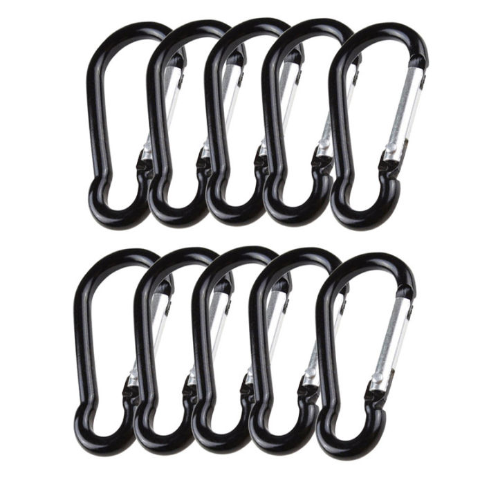 10pcs-hooks-hook-carabiners-equipment-ring-clip-chain-d-climbing-spring-black-carabiner-gourd