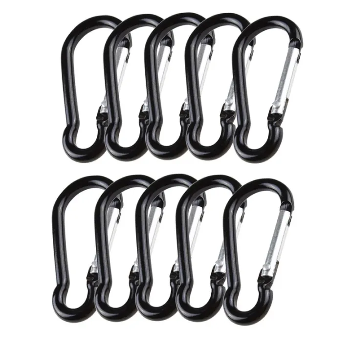 10pcs-hooks-key-alloy-climbing-d-snap-chain-spring-ring-equipment-aluminum-gourd-black