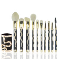 10PCS Snake Pattern Makeup Brush Set Maquiagem Big Concealer Contour Eye Shadow Cosmetics Brushes Blushing Blending Brush