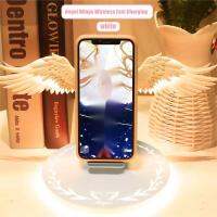 Wireless Charger Creative Angel Wings QI 10W ศัพท์ Fast Charge Movable Wing Shape พร้อมแสงหายใจและฟังก์ชั่นเพลง Gift