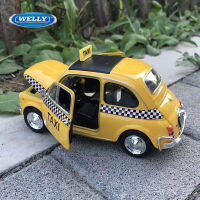 AWelly 1:24 Fiat Nuova Fiat 500รถแท็กซี่ล้อแม็กรถยนต์รุ่น D Iecast โลหะของเล่นยานพาหนะคลาสสิกรถรุ่นจำลองคอลเลกชันเด็ก GiftM