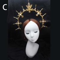 3gxc 16รูปแบบ Gorgeous DIY วัสดุแพคเกจ Lolita Virgin Halo Crown Headband Gothic Mary Baroque Tiara Vintage Church