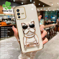 เคสสำหรับ VIVO โทรศัพท์ V11 V11โปร V15 V15โปร S10E V17 V20โปร Y73 V21E S15E S1 S1โปร Y9S Z3 S16โปรมืออาชีพที่ V23E S12ไฟฟ้าชุบโลหะด้วยไฟฟ้าที่ยึดสำหรับสุนัข Mangy