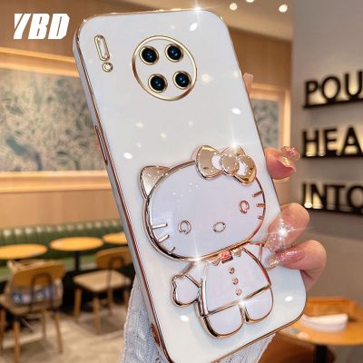 YBDมีเคสโทรศัพท์กระจกสำหรับ Huawei Mate 30 Mate 30 Pro Mate 40 Mate 40 Pro Mate20 Mate 20 Pro เคสซิลิโคนแบบนิ่มขายึดภาพสามมิติพับได้