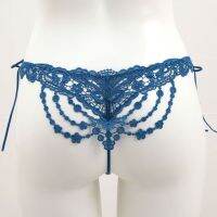 Annebra กางเกงใน ทรงตอง ผ้าลูกไม้ Thong Panty รุ่น AU3-832 ลายพิมพ์สีฟ้า, ลายพิมพ์สีครีม