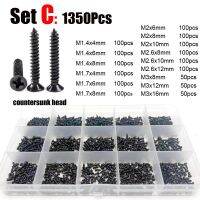 ขนาดเล็กสีดำ1350/2010X ไมโครฟิลลิปส์หัวแบน Countersunk ชุดสกรูไม้ M1 M1.4 M1.7 M2 M3ชุดจัดประเภท M4