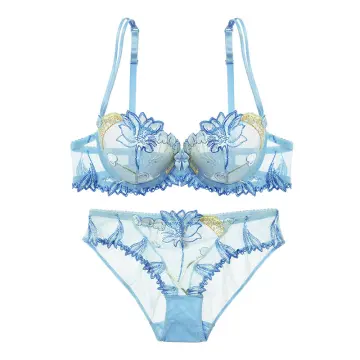 Women's Transparent Lingerie Set Sexy Lace Breastless Bra Open Brief  Underwear