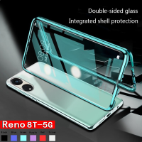 Oppo Reno เคสโทรศัพท์8 T 5G สำหรับ Oppo Reno 10 Pro Plus 8 T 5G 8 T Reno8T 4G 5G โลหะเคสแบบพับปิดได้กระจกเทมเปอร์สองด้านเคสมือถือฝาหลังแข็งกันแรงกระแทก