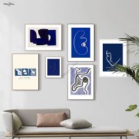 Abstract Blue Line Art Picture Decorative Modern Paintings Canvas Painting Wall Art Posters Aesthetic Nordic Bedroom Home Decor Wall Décor