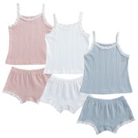 2Pcs New Summer Cute Baby Girls Clothes Set Solid Lace Cotton Casual Sleeveless Tops+Shorts Toddler Infant Outfits Clothing  by Hs2023