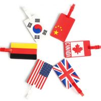 【DT】 hot  Travel Accessories Creative National Flag PU Leather Luggage Tag Women Men Portable Label Suitcase ID Address Holder Baggage Boa