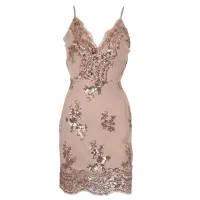 Womens Fashion Sequins Dress New Sexy V-neck Backless Ladies Sundress Luxury Party Club Wear Mini Sequined Dress