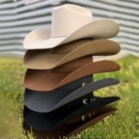 100% Wool Western Cowboy Hats for Unisex Cream Cowgirl Hat Women Party Top Hat Men Felt Panama Cap Outdoor Sun Hat