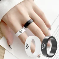 [Cutewomen2020]1 Pair Fashion Alloy Heart-shaped Couple Rings Set For Girlfriend Lovers Wedding Valentine
