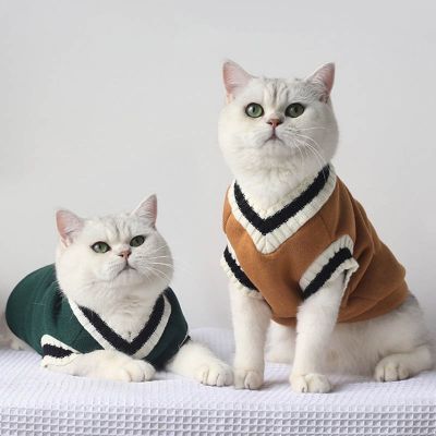 College Style Cat Sweater Winter Warm Cat Clothes for Small Medium Cat Puppy Cat Vest Chihuahua French Bulldog Yorkie Coat