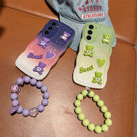 เคสสำหรับ Samsung Galaxy S20 S21 S22 S23 S23พิเศษ,แฟชั่นใหม่การ์ตูนน่ารักสร้างสรรค์3D รักหัวใจหมี + สร้อยข้อมือพรีเมี่ยมไล่ระดับสีโทรศัพท์นิ่มเคสซิลิโคนกันกระแทกเคสป้องกันฝาหลังคู่