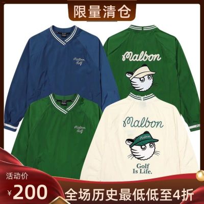 ฉบับภาษาเกาหลีของ Malbon Golf ชายเสื้อกันลมแบบดั้งเดิม,เสื้อกันลมพิมพ์ลายเสื้อแขนยาวเสื้อกีฬาลำลอง