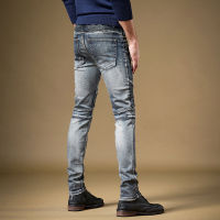 Light Luxury Men S Slim-Fit Stretch Denim Pants,Patchwork Decors Hole Ripped Jeans,Moto &amp; Biker R Blue Jeans Pants;