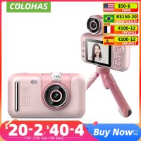 ZZOOI Kids Camera with Flip-up Lens for Selfie HD Digital Cameras for Children Boys Girls Birthday Gifts Pink Video Camera with Stand