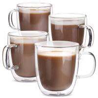 แก้วกาแฟ Double Wall ถ้วยกาแฟแก้ว Borosilicate สูง250350Ml ทนความร้อน Latte Milk น้ำมะนาว Coffeeware