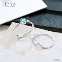 Lenya Jewelry  แหวนบลูโทแพซ(Blue Topaz) สีฟ้า ดีไซน์น่ารักแต่เก๋ไก๋ ตัวเรือนชุบทองคำขาว (Rhodium) สวยเข้ากับทุกคน ใครใส่ก็สวย