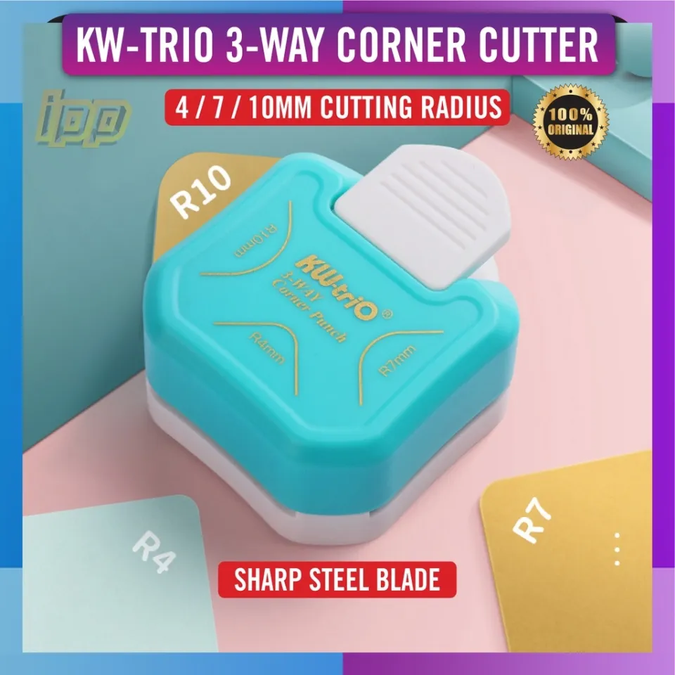 Kw-trio 3-in-1 Corner Rounder Punch /R7/R10mm Round Corner Trimmer Cutter for Card Photo Paper Laminating Pouches, Size: 70, Blue