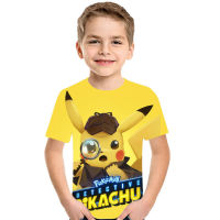 เสื้อยืด3D เด็กเด็กผู้ชายเด็กผู้หญิง Pikachu แขนลายสั้นของเด็กคอกลมลำลองแขนดิจิตอลการ์ตูน0314 0000