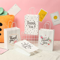 48PCS wholesale thank you flower Gift Bag Handbags for Birthday Paper Bags Decoration Baby Shower Packaging Supply