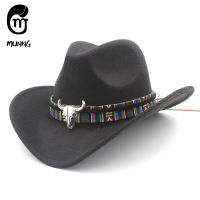 Munng Cute Kid Boy Girl Wool Blend Felt Medium Brim Western Cowboy Hat Party Sun Cap With Tauren Belt