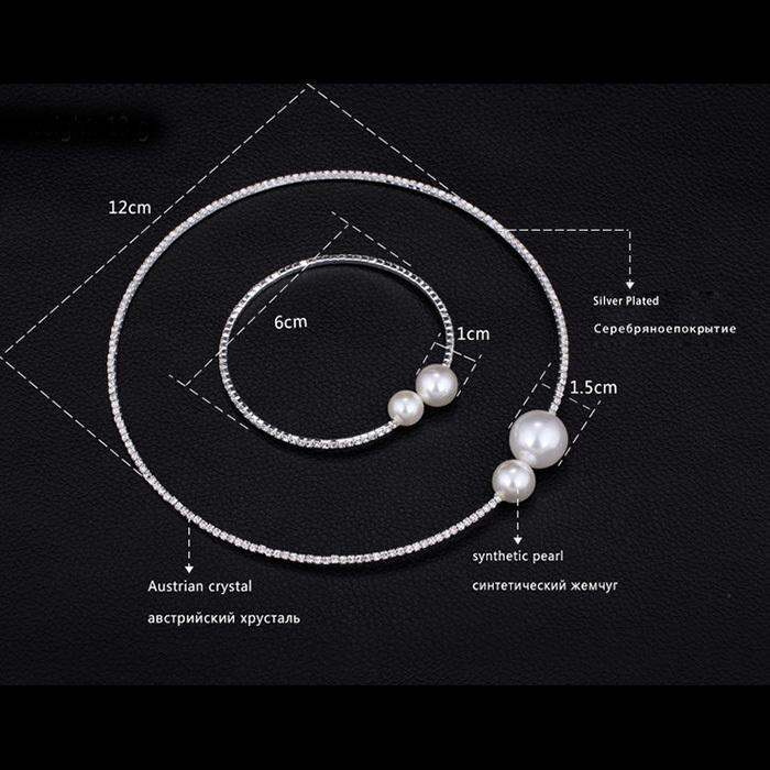 แฟชั่นผู้หญิง-simple-จำลองเครื่องประดับมุกสำหรับเจ้าสาวชุดคริสตัลสร้อยคอวันแต่งงาน-เซ็ตสร้อยและแหวน