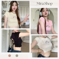 Mira_shop เสื้อครอปเสือยืด เซ็กซี่ เว้าหลัง M924#