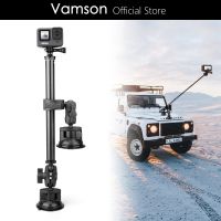 Vamson Car Suction Cup Holder with Double Ball Head Adapter with Invisible Selfie Stick for Insta360 One R X2 GoPro Accessories