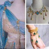 【CW】 Hanfu Accessories Women Arabian Jasmine Waist Chain Necklace Bracelet Costumes Indian Dance Accessories Set For Women