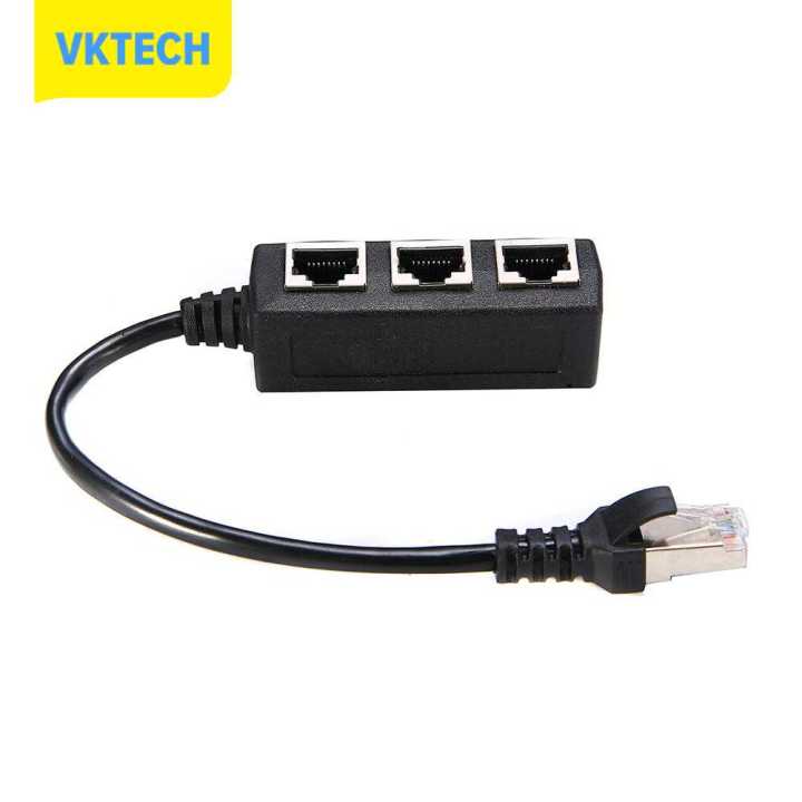 vktech-rj45สายเคเบิลอีเทอร์เน็ตแยกชาย1คนกับส่วนขยายเครือข่ายพอร์ต-lan-3หญิง