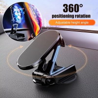 ที่วางศัพท์แม่เหล็กสำหรับรถยนต์ที่วางศัพท์แม่เหล็กแบบพับได้ Multi-Functional 360 ° Rotation Desk Phone Holder Car Dashboard Mount ！