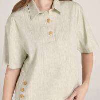 Linen Summer Shirt With Wooden Buttons-TAKTAI